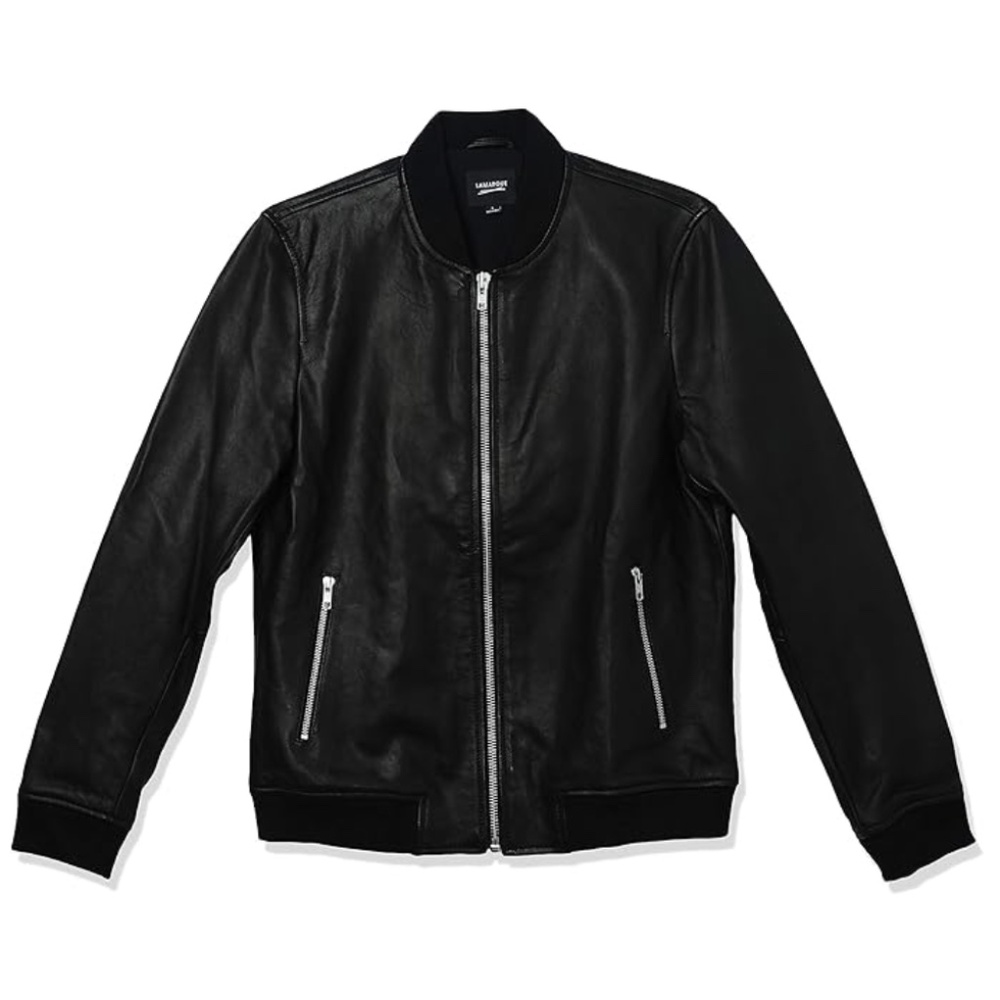 Lamarque Leather Tate Bomber Jacket in Black